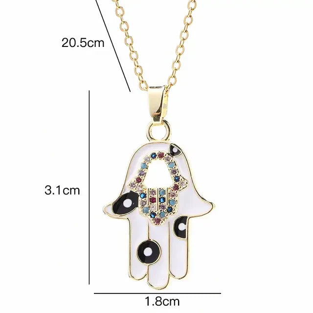 Premium Golden Hamsa Hand Necklace With Stainless Steel Chain