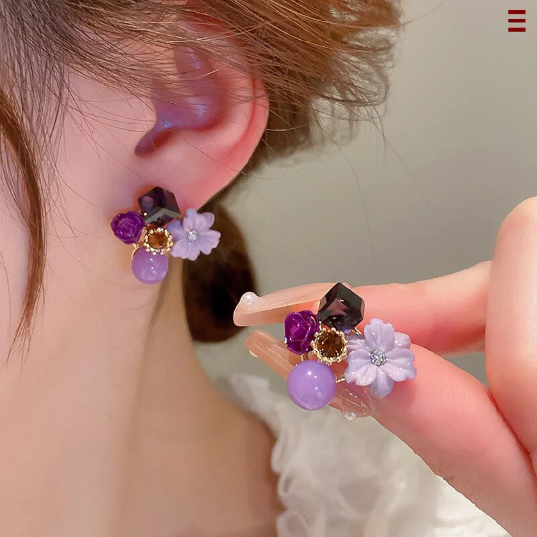 Multi colour Flower Studs Korean earring