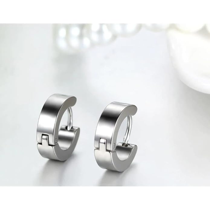 Silver Huggie Hoop Earrings for Men