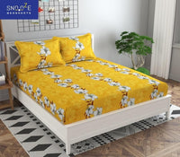 Thumbnail for King size Elastic Fitted Bedsheet - Yellow Floral