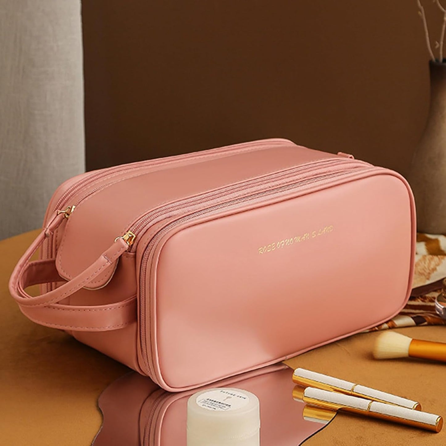Large Capacity PU Leather Makeup Bag & Cosmetic Travel Pouch