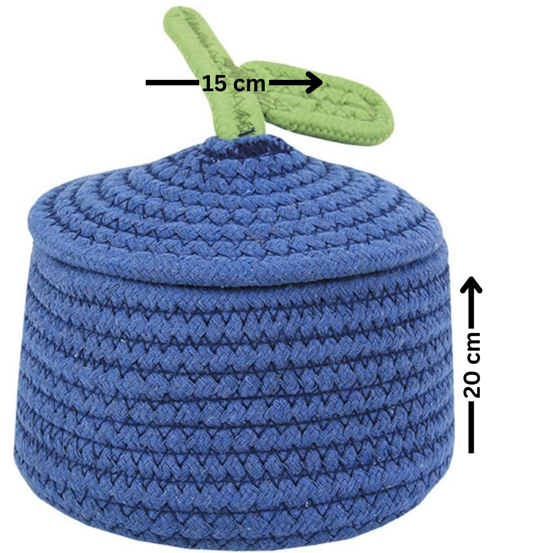 Most Viral Basket Woven With Cotton Rope (Blue)