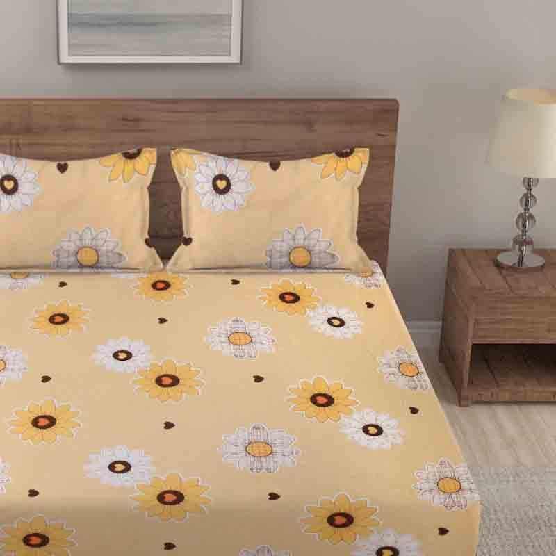 Double Bed King Size Elastic Fitted Premium BedSheet with 2 Pillow Covers