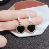 Thumbnail for Black Colour Heart Shape Korean Earrings