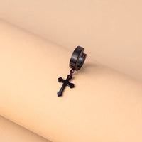 Thumbnail for Jesus Cross Piercing Surgical Metal Huggie Earring