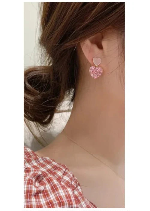 The Pink Heart Of Love Earrings