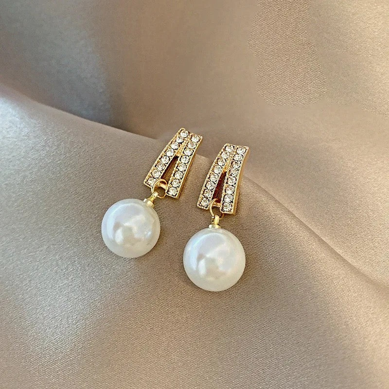 Pearl Earrings Women Diamond Ball Dangle Earrings