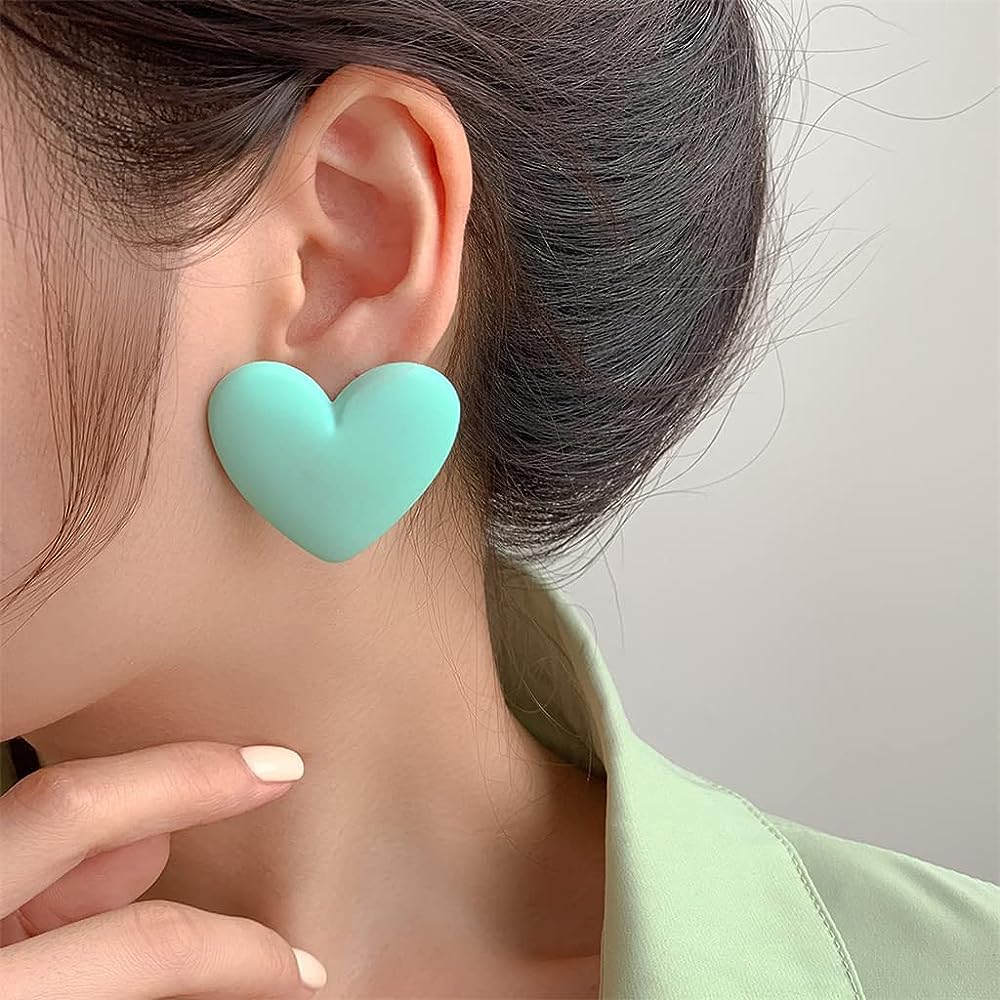 Matte Sea Green Heart Studs