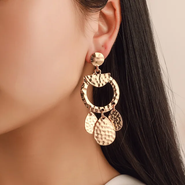 Golden Foil Drop Earrings