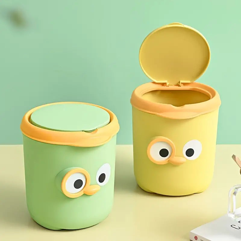 Cute Cartoon Mini Trash Can with Lid