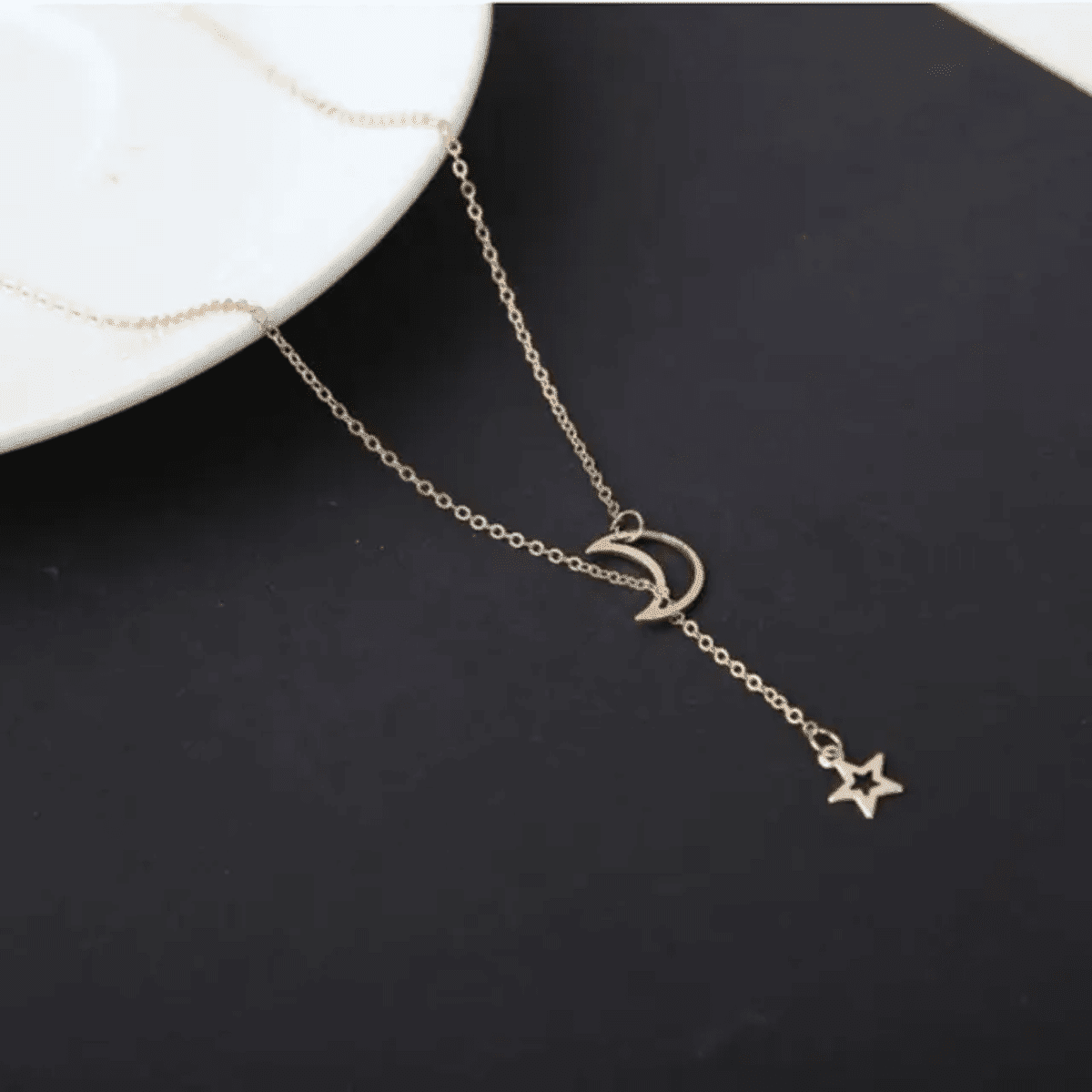 Golden Moon Star Artificial Necklace Jewelry