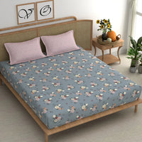 Thumbnail for Microfiber Printed King Size Bedsheet With 2 Pillow Covers