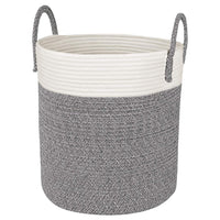 Thumbnail for Medium Cotton Rope Basket, Decorative Woven Basket for Laundry, Gray