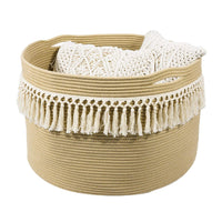 Thumbnail for Large Woven Basket Tassel Cotton Rope Storage Basket, 22” x 22” x 14”