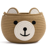 Thumbnail for Cute Bear Round Basket - Cotton Rope Baskets in Living Room, Brown