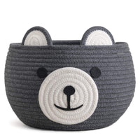 Thumbnail for Cute Bear Round Basket, Cotton Rope Baskets in Living Room, Gray