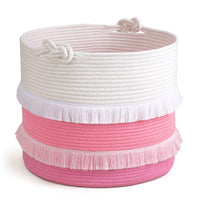 Thumbnail for Large Rope Basket, Cute Tassel, Pink