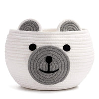 Thumbnail for Cute Bear Round Basket - Cotton Rope Baskets in Living Room, White