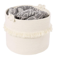 Thumbnail for Large Woven Storage Baskets, Cute Tassel Nursery Decor, Off-White