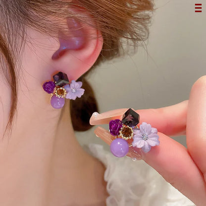 Multi colour Flower Studs Korean earring