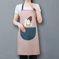 Thumbnail for Cute Girl Waterproof Apron With Pocket