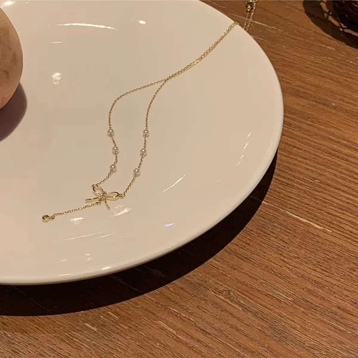 Bow knot choker necklace women's light luxury niche design clavicle chain