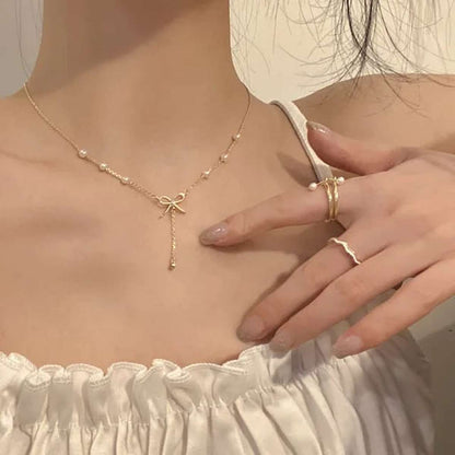 Bow knot choker necklace women's light luxury niche design clavicle chain