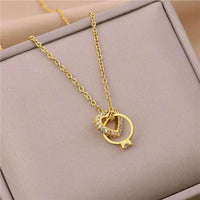 Thumbnail for Golden Interlock Heart Ring Artificial Necklace Jewelry