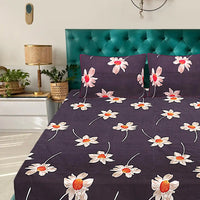 Thumbnail for White Sunflower Elastic Fitted Double Bed Bedsheet