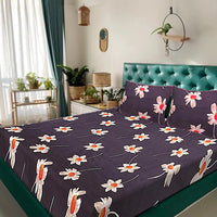 Thumbnail for White Sunflower Elastic Fitted Double Bed Bedsheet