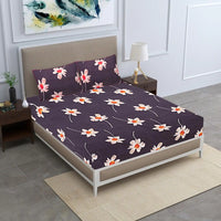 Thumbnail for White Sunflower Elastic Fitted Double Bed Bedsheet