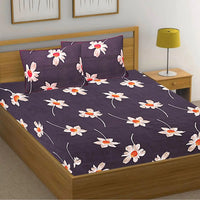 Thumbnail for White Sunflower Elastic Fitted Double Bed Bedsheet