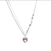 Thumbnail for Gradient Purple Zircon Star Heart Pendant Necklace