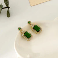 Thumbnail for Green color Zircon embossed Women Earrings