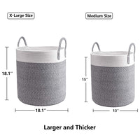 Thumbnail for Large Cotton Rope Basket, Decorative Woven Basket for Laundry, Gray