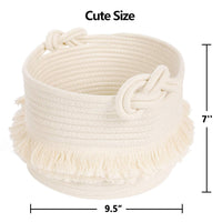 Thumbnail for Small Woven Storage Baskets, Cute Tassel, Off-White