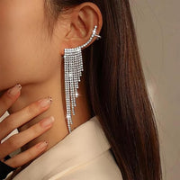 Thumbnail for Glamorous Rhinestone Tassel Ear Cuff Earrings