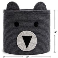 Thumbnail for Large Bear Basket, Cotton Rope Basket, Cute Storage, Gray