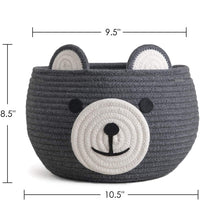 Thumbnail for Cute Bear Round Basket, Cotton Rope Baskets in Living Room, Gray