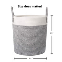 Thumbnail for Medium Cotton Rope Basket, Decorative Woven Basket for Laundry, Gray