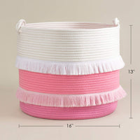 Thumbnail for Large Rope Basket, Cute Tassel, Pink