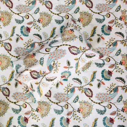 100% Cotton Mor Vatika Design Floral Printed King Size Bedhseet With Two Pillow Cover(100 X 108 In, Yellow)