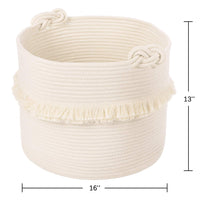 Thumbnail for Large Woven Storage Baskets, Cute Tassel Nursery Decor, Off-White