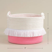 Thumbnail for Small Rope Basket, Cute Tassel Decor for Girl, Pink