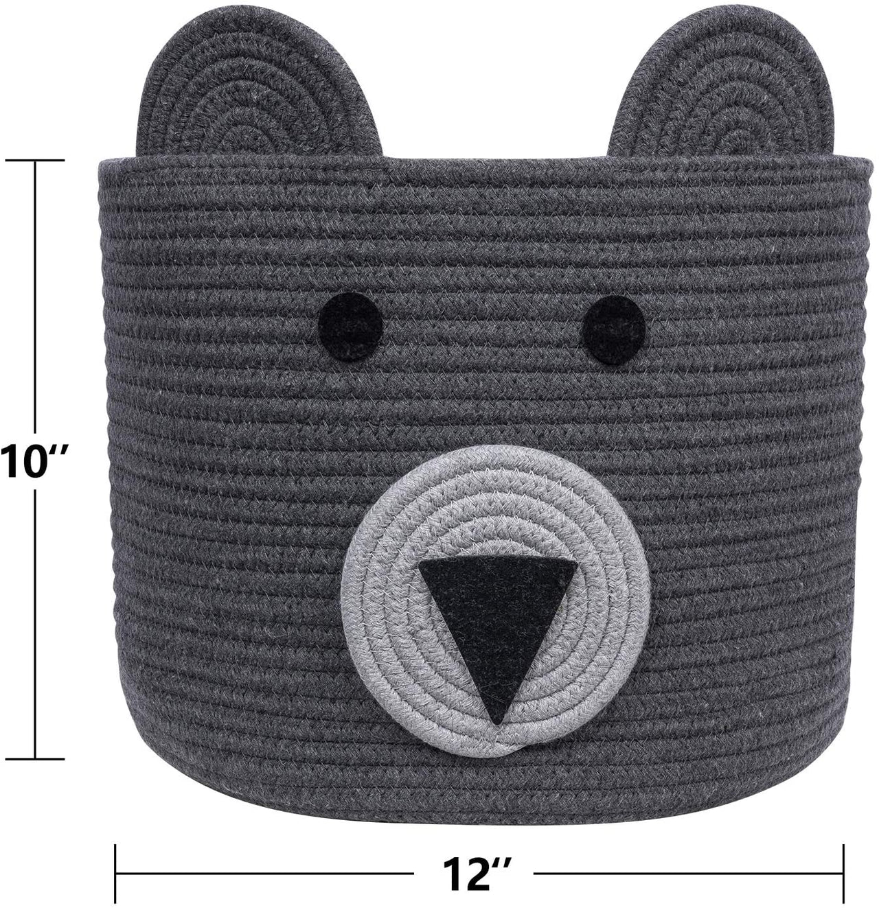 Small Bear Basket, Cotton Rope Basket, Cute Storage, Gray