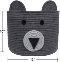 Thumbnail for Small Bear Basket, Cotton Rope Basket, Cute Storage, Gray