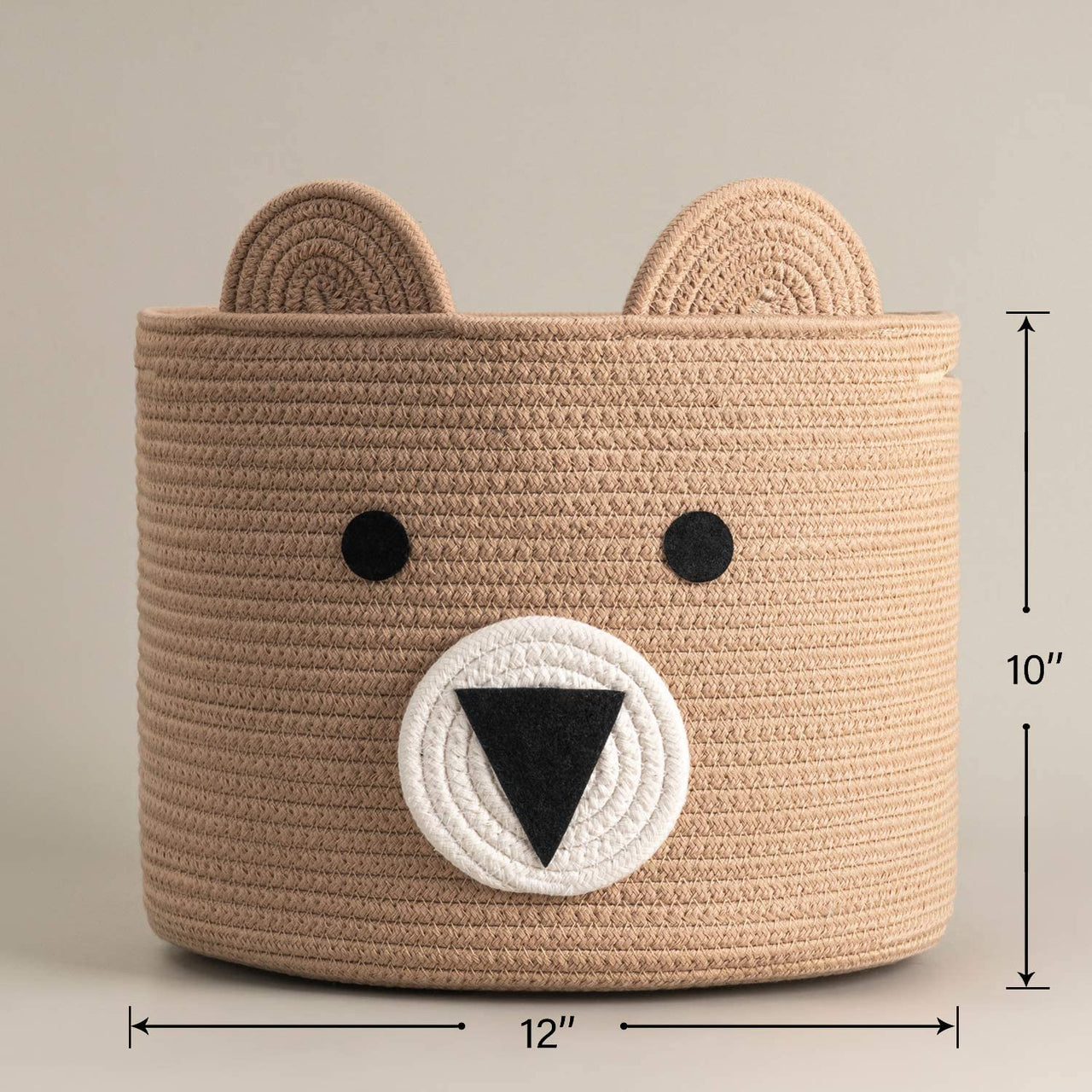 Small Bear Basket, Cotton Rope Basket, Cute Storage, Brown