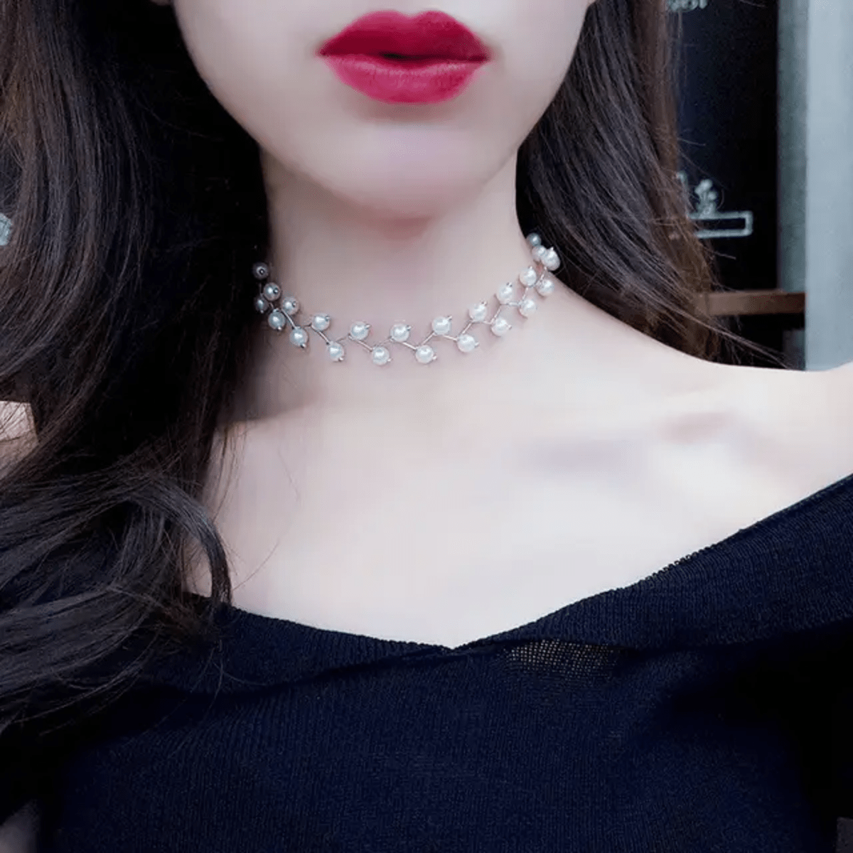 Pearl Clavicle Necklace Gold Pearl Choker Necklace Vintage