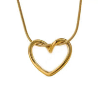 Thumbnail for Elegant Simple Heart Shape Stainless Steel 18K Gold Plated Hollow Pendant Necklace