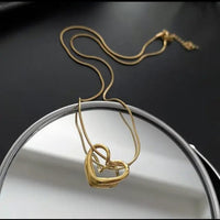 Thumbnail for Elegant Simple Heart Shape Stainless Steel 18K Gold Plated Hollow Pendant Necklace